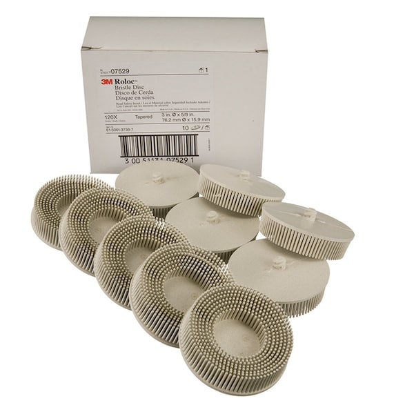 3M Scoth-Brite Roloc Bristle Discs 120 Grit Fine White, 3" - MMM7529