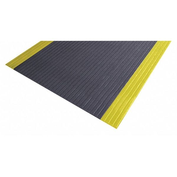 Notrax Antifatigue Mat, 5 ft. L x 3 ft. W, 5/8" Thickness, Closed Cell PVC Foam, Corrugated, Black/Yellow - 410S0535BY