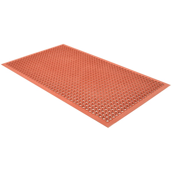 Notrax Antifatigue Mat, Nitrile Rubber, Drainage Holes, 3 ft W x 5 ft L, Red - 562S0035RD