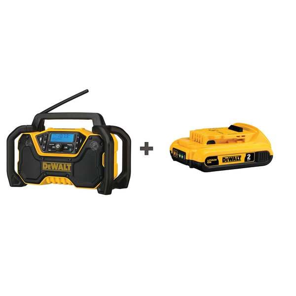 Dewalt 12V/20V MAX Cordless Jobsite Radio, Includes Battery (2 Ah) - DCR028B/DCB203