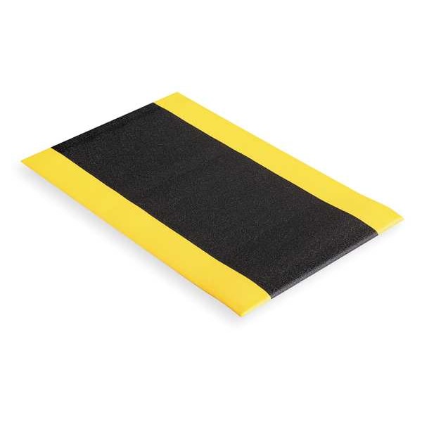 Notrax Antifatigue Mat, 60 ft. L x 3 ft. W, 3/8" Thickness, Closed Cell PVC Foam, Pebble, Black/Yellow - 415R0036BY