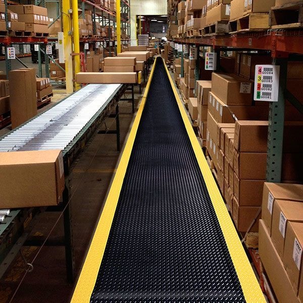 Notrax Antifatigue Mat, 5 ft. L x 3 ft. W, 3/4" Thickness, Vinyl, Diamond Plate, Black/Yellow - 975S0035BY
