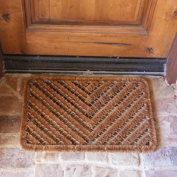 Rubber-Cal "Herringbone" Outdoor Scraper Door Mat, 18 by 30-Inch - 10-100-514