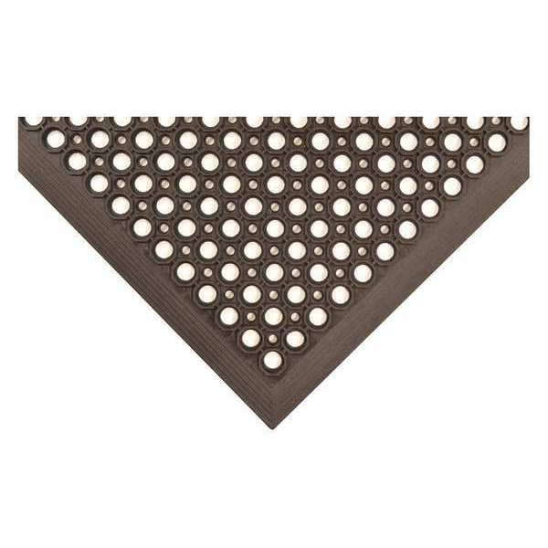 Zoro Select Antifatigue Mat, Rubber, Raised Surface Rings, 3 ft W x 5 ft L, Black - 30CM51