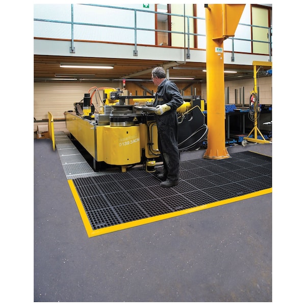 Notrax Antifatigue Mat, 64 in L x 38 in W, 7/8 in Thickness, Rubber, Drainage Holes, Black - 549S3864YB