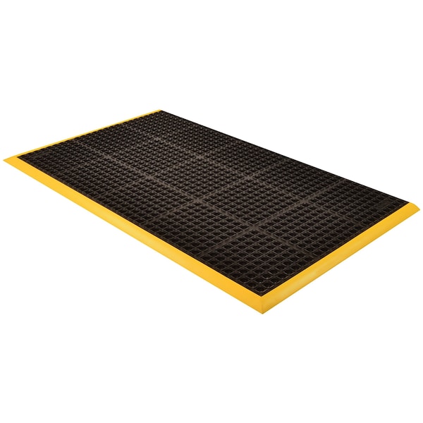 Notrax Antifatigue Mat, 64 in L x 38 in W, 7/8 in Thickness, Rubber, Drainage Holes, Black - 549S3864YB