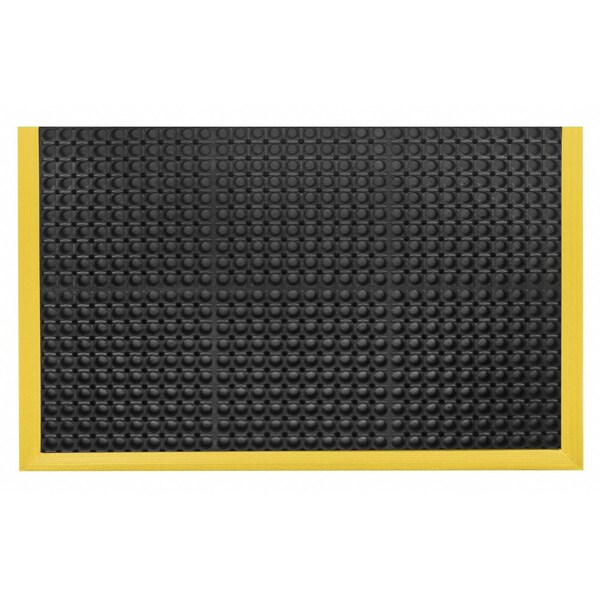 Notrax Antifatigue Mat, 64 in L x 38 in W, 7/8 in Thickness, Rubber, Drainage Holes, Black - 549S3864YB