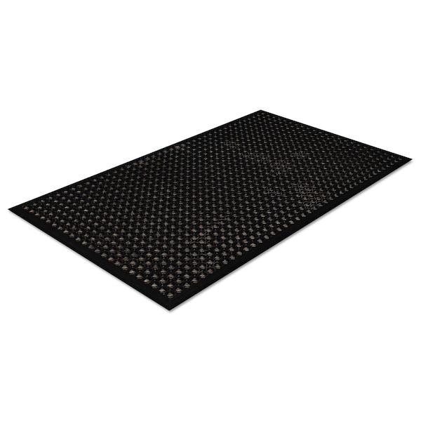 Crown Matting Technologies Safety Mat, Rubber, Drainage Holes, 36" W x 60" L, Black - WS CT35BK
