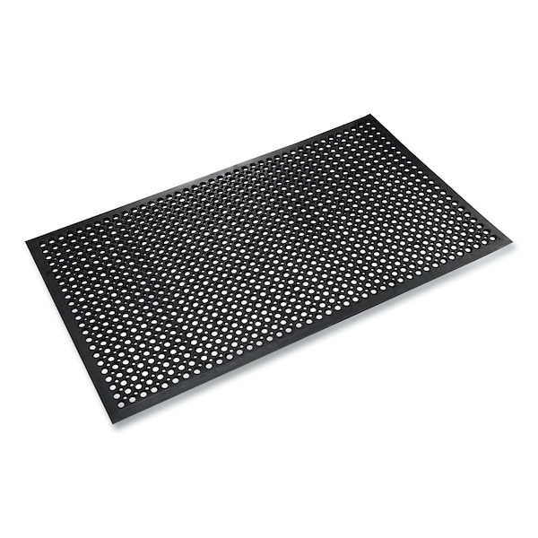 Crown Matting Technologies Safety Mat, Rubber, Drainage Holes, 36" W x 60" L, Black - WS CT35BK