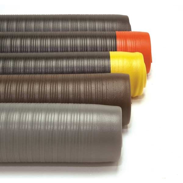 Notrax Antifatigue Mat, 60 ft. L x 2 ft. W, 3/8" Thickness, Closed Cell PVC Foam, Corrugated, Black/Yellow - 410R0324BY