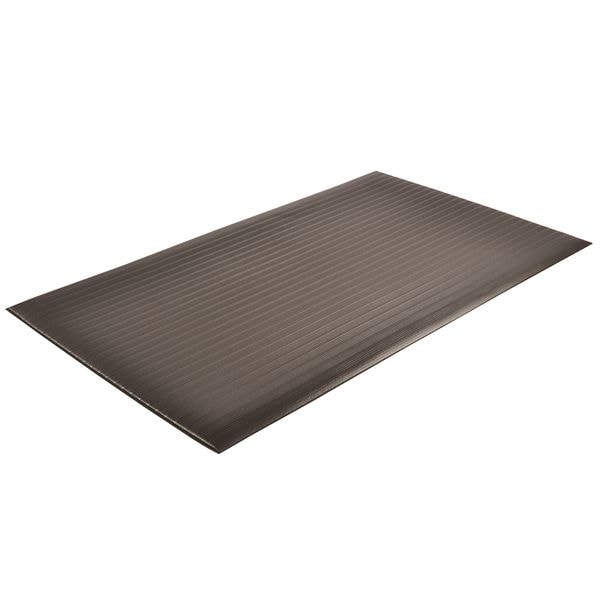 Notrax Antifatigue Mat, 3 ft. L x 2 ft. W, 3/8" Thickness, Closed Cell PVC Foam, Corrugated, Black - 410S0323BL