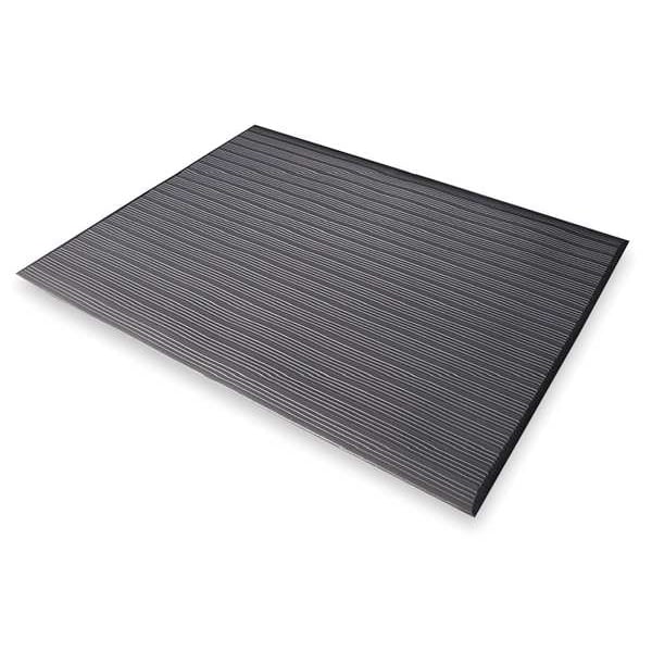 Notrax Antifatigue Mat, 3 ft. L x 2 ft. W, 3/8" Thickness, Closed Cell PVC Foam, Corrugated, Black - 410S0323BL