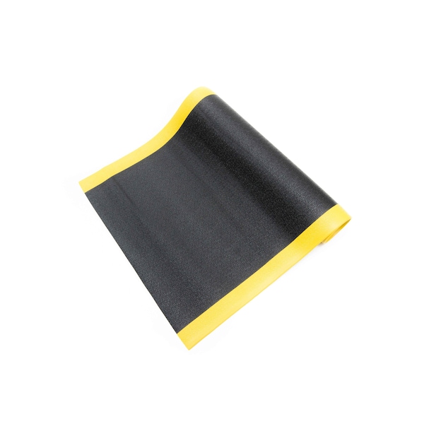 Bertech Antifatigue Mat, 8 ft. L x 3 ft. W, 3/8 in Thickness, Textured, Black/Yellow - AFTX38-3X8BLKYB