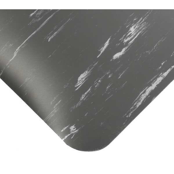 Wearwell Antifatigue Mat, 60 ft. L x 4 ft. W, 7/8" Thickness, Marble, Charcoal - 496
