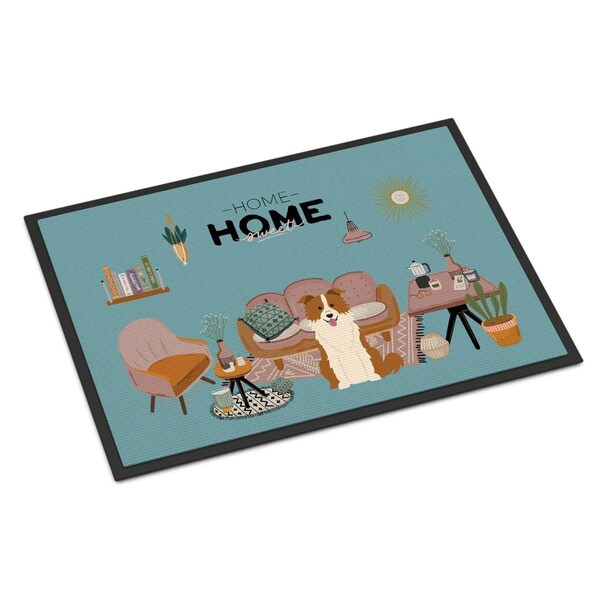 Carolines Treasures 24 x 36 in. Red White Border Collie Sweet Home Indoor or Outdoor Mat - CK7964JMAT