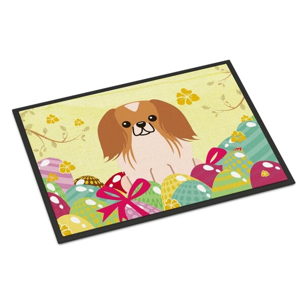 Carolines Treasures 18 x 27 in. Easter Eggs Pekingnese Red White Indoor or Outdoor Mat - BB6103MAT
