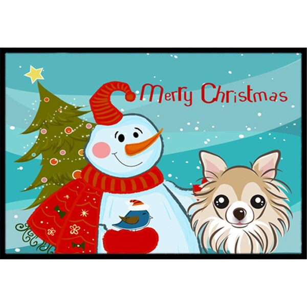 Carolines Treasures Snowman With Chihuahua Indoor and Outdoor Mat- 24 x 36 in. - BB1871JMAT