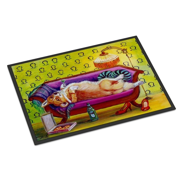 Carolines Treasures 18 x 27 in. Corgi Home Alone Indoor or Outdoor Mat - 7406MAT