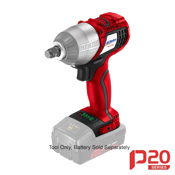 Acdelco P20 series 20V BRUSHLESS 1/2" Impact Wrench w/ ETC (Bare Tool) - ARI20100T