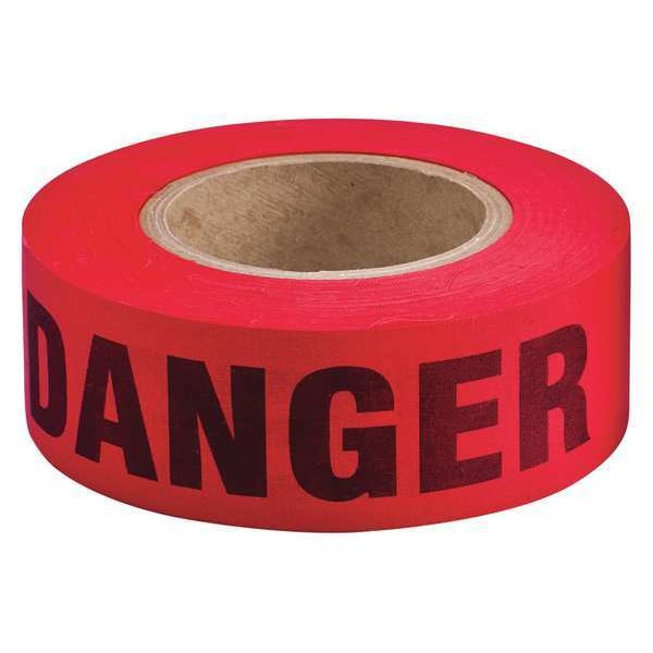Zoro Select Barricade Tape, Danger, Red, 2 in Wide x 200 ft Length, Cotton, 10 mil - 91086