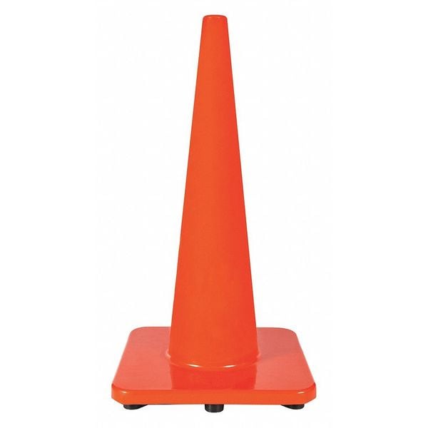 Zoro Select Traffic Cone, PVC, Non-Reflective, 28 in Height, 10 lb, Orange - 6VKH0