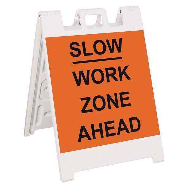 Zoro Select Barricade Sign, Plastic, Engineer, 36 in Height, 3 in Length, 17 lb, White - 136-WLGQ2426-OBEG