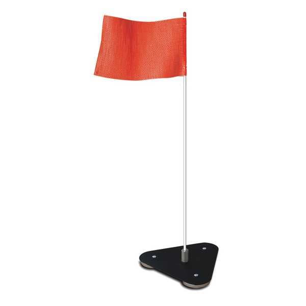 Checkers Warning Whip, White Whip, Orange Flag, Fiberglass Whip, Plastic Coated Nylon Mesh Flag - FSRR7W-HB