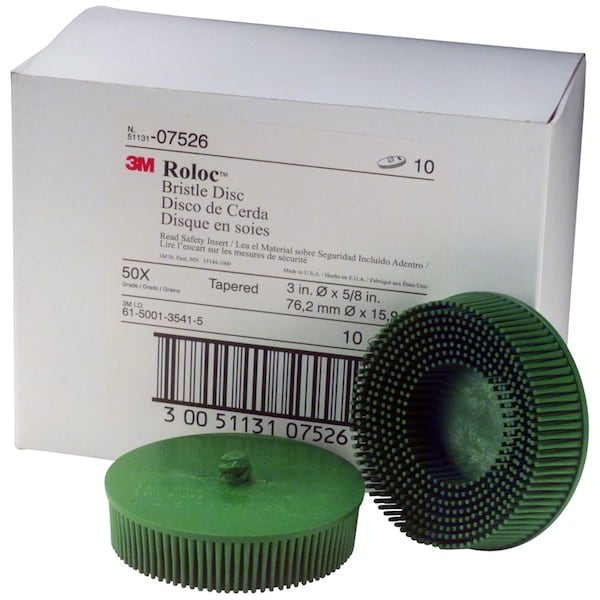 3M Scotch-Brite Roloc Bristle Discs 50 Grit Coarse Green, 3" - MMM7526