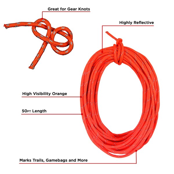 Allen Co Flagging Cord, Orange, .156 in Wide x 600 in Length, Polyester - 470