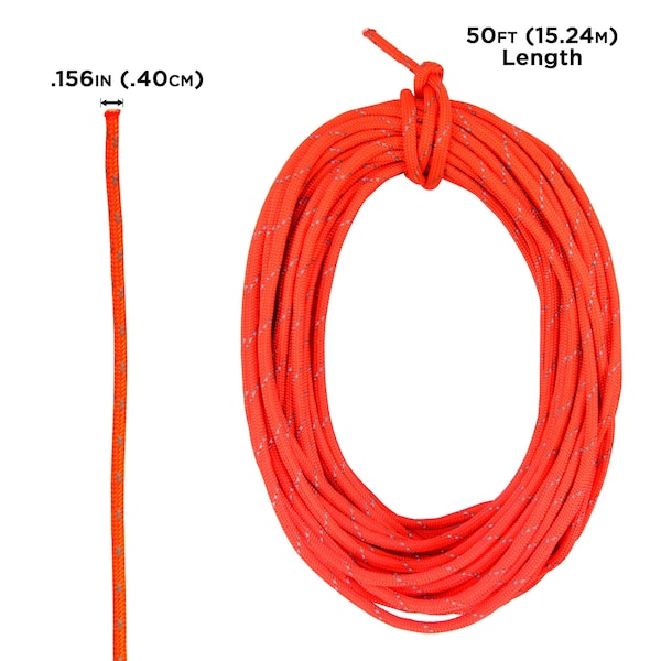 Allen Co Flagging Cord, Orange, .156 in Wide x 600 in Length, Polyester - 470