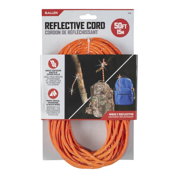 Allen Co Flagging Cord, Orange, .156 in Wide x 600 in Length, Polyester - 470