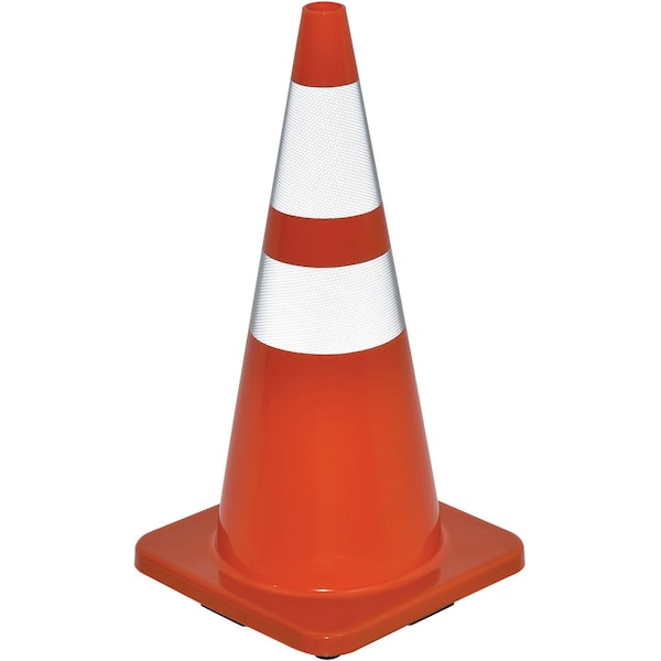 Global Industrial Traffic Cone, Pvc, 28 in Height, 7, Orange - RC700SP-ER