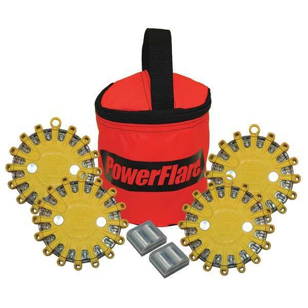 Powerflare LED Road Flare, Orange (Bag), Red (LED), Yellow (Shell), 4 in Length - SP4O-R-Y