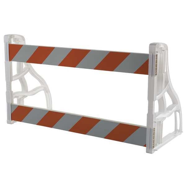 Zoro Select P-Cade Barricade Kit, Polypropylene, Engineer, 40 in Height, 96 in Length, 34 lb, Orange/White - 97-01-004-014G