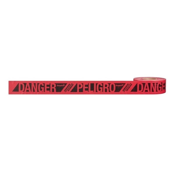 Empire Level Barricade Tape, 500 ft L, 3 in W, DangerPeligro, Red Background - 76-0604