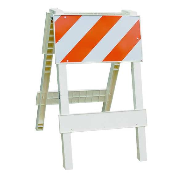 Zoro Select Type 1 Folding Barricade, Leg Frame, Polypropylene, 40 in H x 24 in W, Engineer, Orange/White - 97-01-001