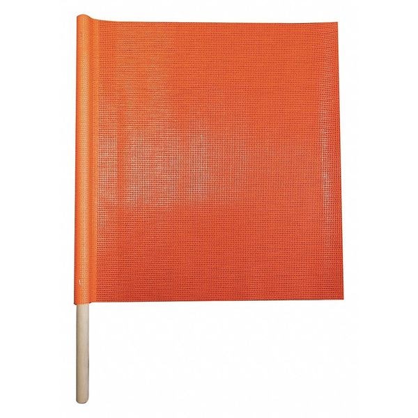 Zoro Select Handheld Warning Flag, Vinyl Coated Mesh, 18 in Height, 24" Length, Orange - 3YWY4