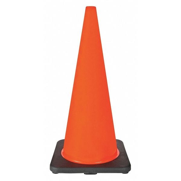Zoro Select Traffic Cone, PVC, Non-Reflective, 28 in Height, 7 lb, Orange - 6FHC0