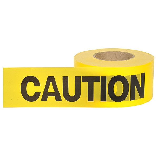 Zoro Select Barricade Tape, Caution, Yellow, 3 in Wide x 1,000 ft Length, Polyethylene, 2 mil - 16000