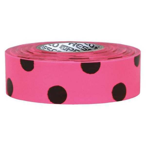 Zoro Select Flagging Tape, No Legend, Black/Fluorescent Pink, 1 3/16 in Wide x 150 ft Length, Vinyl, 2.5 mil - PDPGBK-200