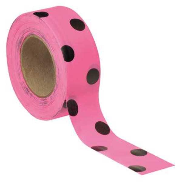 Zoro Select Flagging Tape, No Legend, Black/Fluorescent Pink, 1 3/16 in Wide x 150 ft Length, Vinyl, 2.5 mil - PDPGBK-200