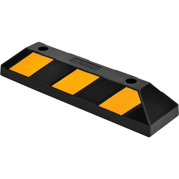 Global Industrial Parking Stop, Uv Black Rubber, 3-15/16 in Height, 21-5/8 in Length, Black/Yellow - 670594