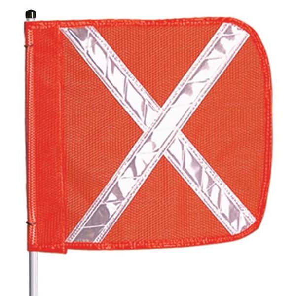Checkers Warning Whip with Reflective X Flag, White Whip, Orange Flag, Pole - FS3X-O