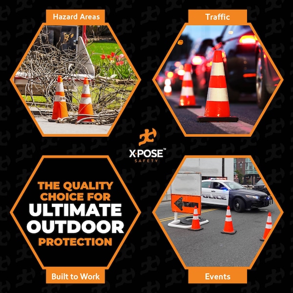 Xpose Safety Traffic Cone, PVC, 28" Height, Orange - OTC28-64-4-X-S