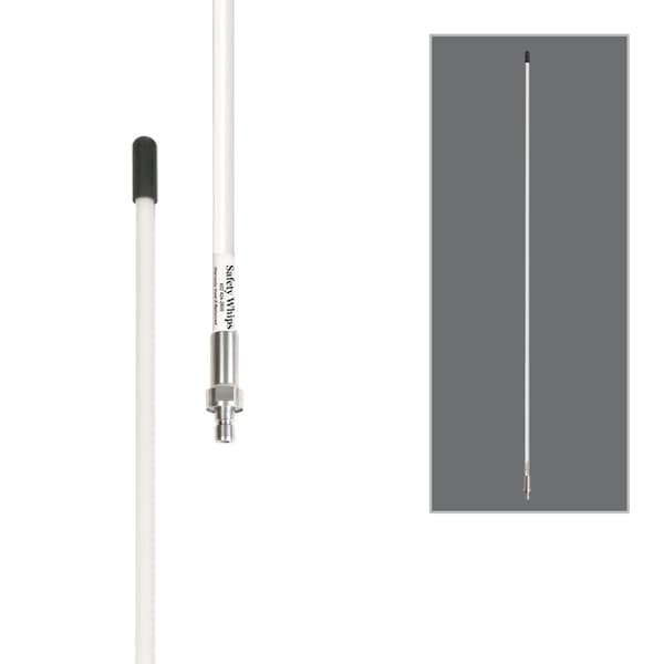 Safetywhips Warning Whip Heavy Duty Whip with Flag, White Whip, 72 Length - SW06QDNP