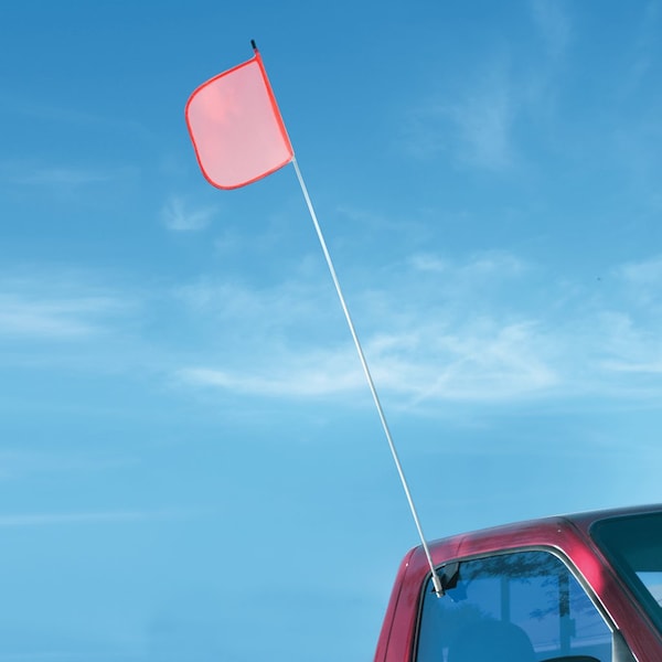 Safetywhips Warning Whip Light Duty Whip with Flag, White Whip, Orange Flag, Fiberglass Whip, Nylon Flag - ATV308-3-M