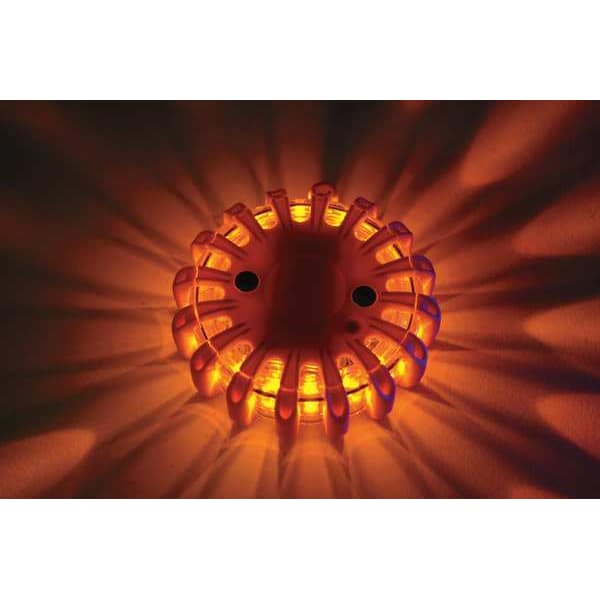 Powerflare LED Road Flare, Amber LED, Orange Shell, Polymer, 4 in Length, (1) Battery - PF210-A-O