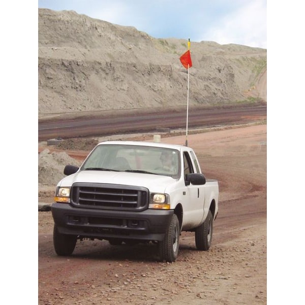 Checkers Warning Whip, White Whip, Orange Flag, Fiberglass Whip, Plastic Coated Nylon Mesh Flag - FS8L-O