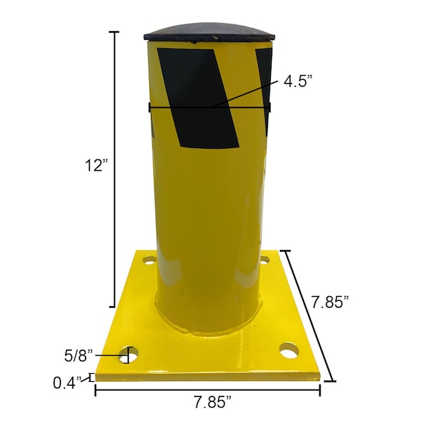Electriduct ED 1ft Steel Pipe Safety Bollard Post- Yellow/Black Stripe - TC-V-BOLLARD-12-YL-BK/TOP