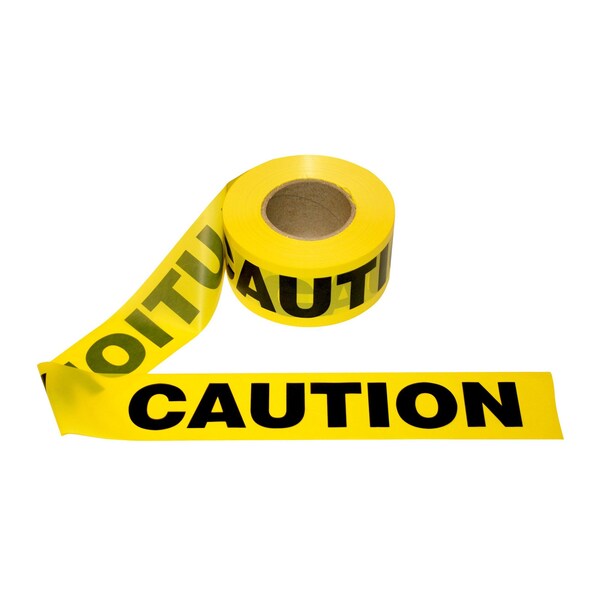 Cordova Yellow Barricade Tape, CAUTION - 2.5 Mil Thick, 12PK - T25101